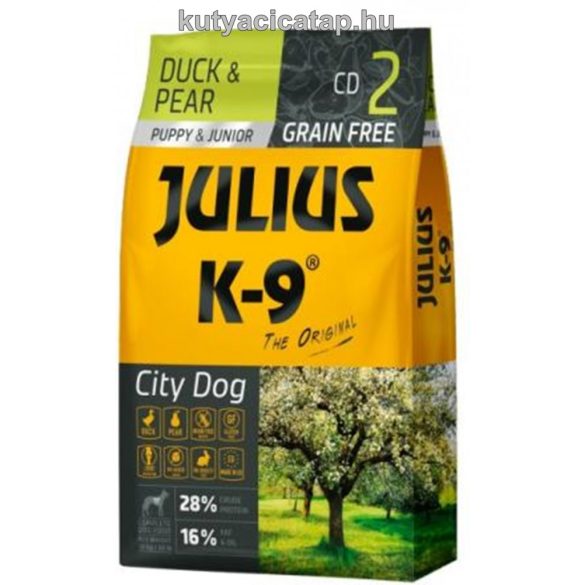 Julius K-9 Grain Free Puppy & Junior City Dog - kacsa és körte 10 kg