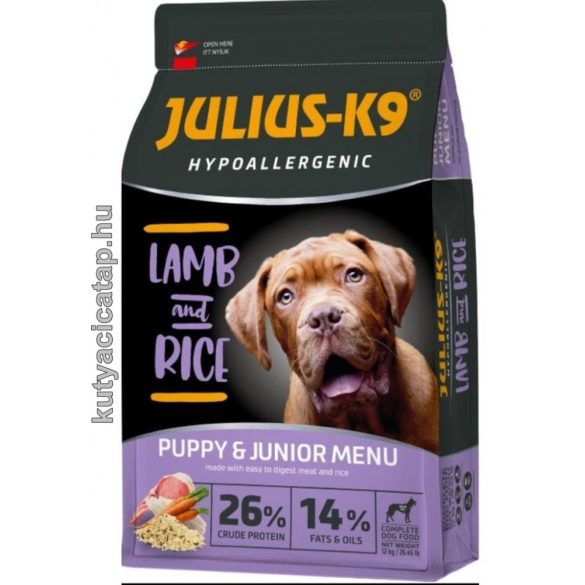 Julius-K9 Hypoallergenic Puppy & Junior - Bárány és rizs 12 kg