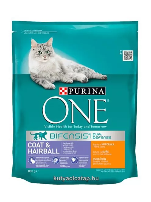 Purina One Coat&Hairball  csirke macska szárazeledel 800 gr